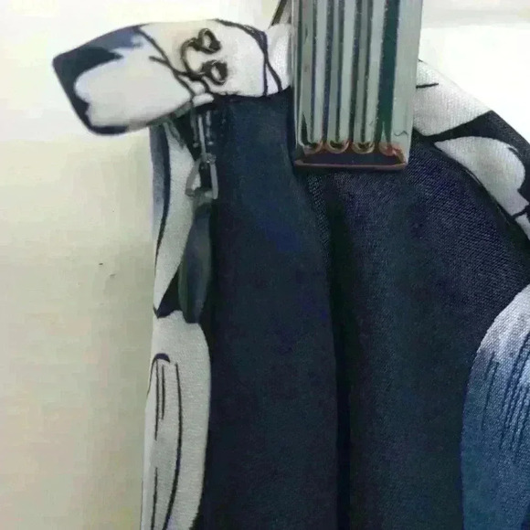 Petite Sophisticate Floral Plus Size Silk Below Knee Skirt Blue and White - Picture 5 of 9